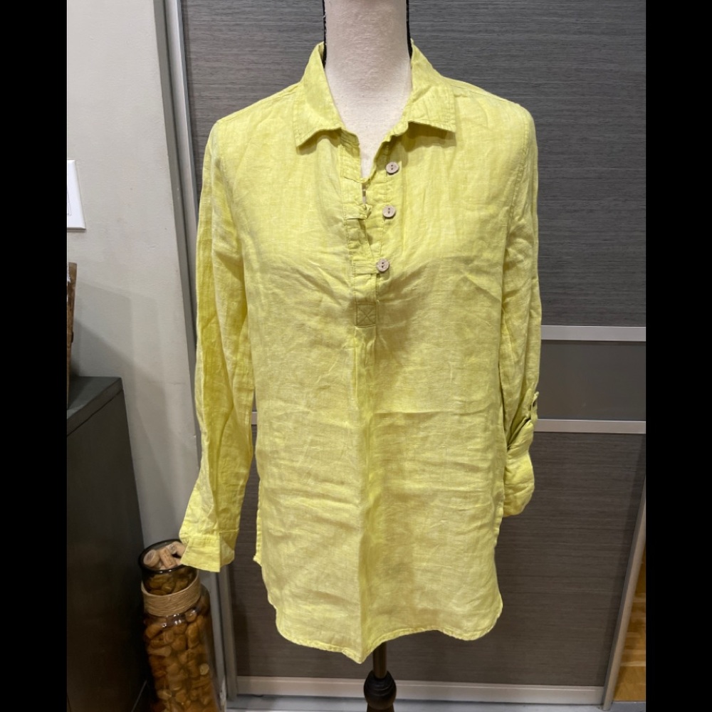 NWT SIGRID OSLEN MUSTARD LINEN BLOUSE SHIRT SIZE S